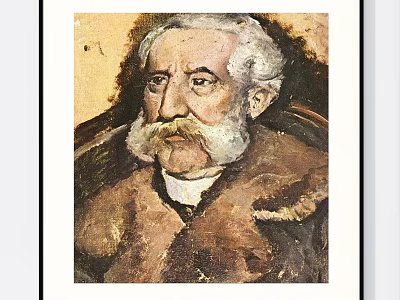 Classical Portrait Painting of Elderly Man with White Curly Hair and Beard 3d model