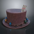 Vintage Brown Top Hat With Decorative Small Bottles And Price Tag