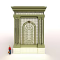 Green Decorative Scenic Wall With Arched Grille Design And White Base Structure 3d model