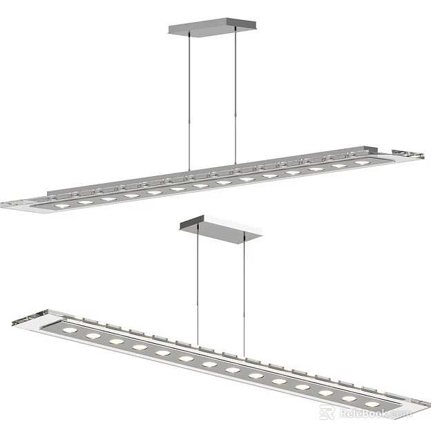 Modern Linear Pendant Light With Metal Frame And Multiple Light Holes For Kitchen Lighting Design 3d model