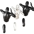 Black White Silver Human Figure Wall Decor Sculptures