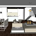 Modern Open Kitchen Interior Design With Island Counter Cabinets And Appliances