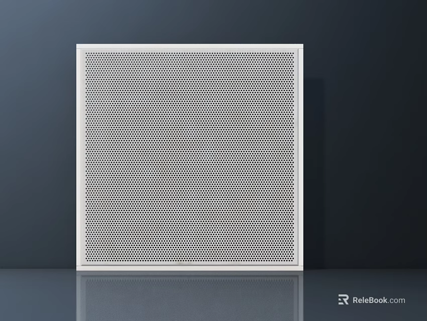 Modern Square Air Conditioner Vent With White Frame And Perforated Grid Design 3d model 
