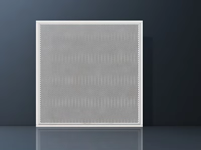 Modern Square Air Conditioner Vent With White Frame And Perforated Grid Design 3d model