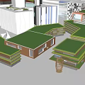 Urban Building Complex With Green Rooftops Open Plazas And Modern Architectural Layout 3d model
