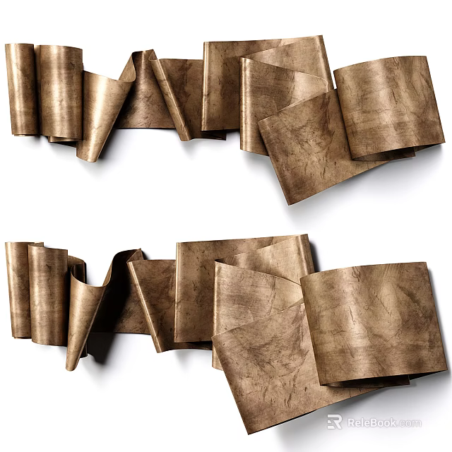 Brown Folded Wall Decor as Artistic Accents in Modern Interiors 3d model 