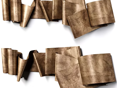Brown Folded Wall Decor as Artistic Accents in Modern Interiors 3d model