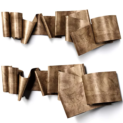 Brown Folded Wall Decor as Artistic Accents in Modern Interiors 3d model