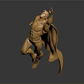 Golden Game Movie Character Statue in Dynamic Flying Pose With Flowing Cape And Outstretched Arm