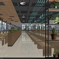 Modern Restaurant Interior With Wooden Ceiling Pendant Lights And Plant Walls