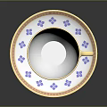 Elegant Porcelain Teacup With Saucer White Base Blue Floral Patterns And Gold Rim