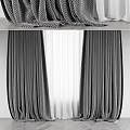 Elegant Modern Grey Textured Curtains With White Sheer Layered For Home Window