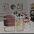 Modern Beauty Salon Interior With Pink Chairs White Table And Beauty Products