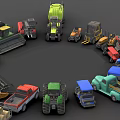Different Types Of Colorful Toy Cars And Model Vehicles Arranged In Circle