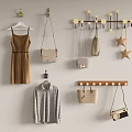 Wall Hanger Rack With Hooks Star Decorations Hanging Dress Shirt And Bags