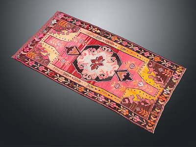 Vibrant Traditional Area Rug With Intricate Floral Pattern And Pink Red Tones 3d model