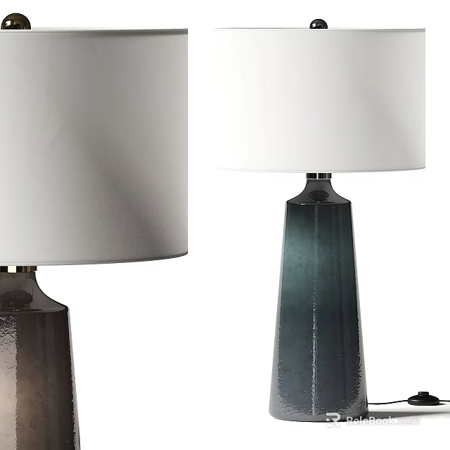 Modern Table Lamp With Conical Metallic Gradient Base And White Lampshade 3d model