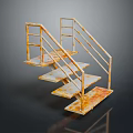 Rusty Metal Stairs Interior With Railings And Industrial Style Design Steps