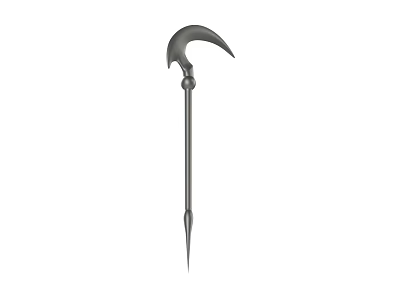 Traditional Metal Scythe Weapon With Curved Blade And Long Handle Design 3d model
