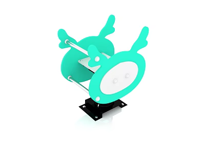 Turquoise Animal Shaped Playground Equipment With Double Seat And Black Base 3d model