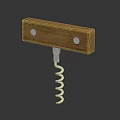 Wooden Handle Corkscrew With Two Holes And Metal Spiral For Wine Bottle Opening
