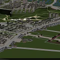 Aerial View Urban Planning With Green Spaces Building Layouts And Road Networks