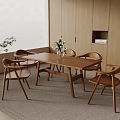 Quiet and Ancient Style Dining Tables and Chairs 3d model