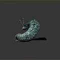 Turquoise Spotted Snail Like Creature With Antennae And Mucus Like Strands On Base Platform