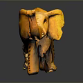 Yellow Elephant Decorative Sculpture with Colorful Patterns Black Dots and Spiral Designs