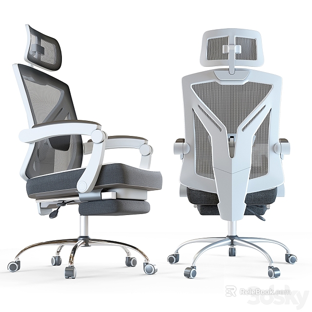 Ergonomic Mesh Office Chair With Modern Design Adjustable Backrest And Swivel Wheels 3d model 