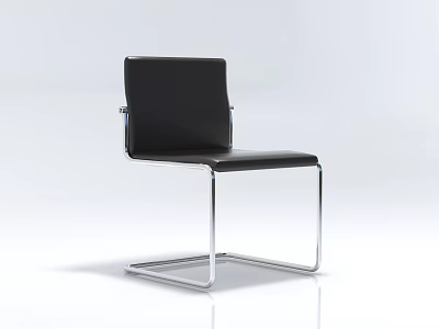 Modern Black Leather Single Chair With Sleek Chrome Metal Frame Design 3d model