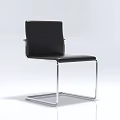 Modern Black Leather Single Chair With Sleek Chrome Metal Frame Design