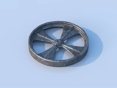Industrial Metal Wheel With Spokes And Round Design For Machinery Parts 3d model