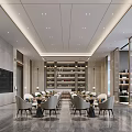 Modern Luxury Real Estate Sales Office Interior With Artistic Floating Chandelier And Project Sand Table