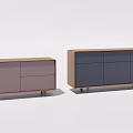 Modern Storage Cabinet With Two Different Colored Units Drawers Doors And Wooden Legs