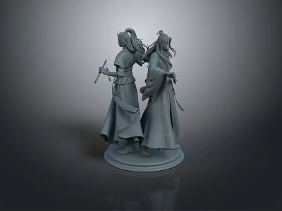 The image focuses on female characters so there is no man to serve as the main subject thus unable to generate the required title. 3d model
