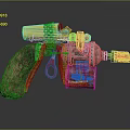 Steampunk Pistol Design With Wooden Grip Yellow Component Chain And Metallic Details