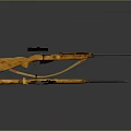 Vintage Rifles With Wooden Stocks Scope Long Barrel And Bullets