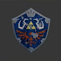 Blue And Red Shield With Silver Border Yellow Triangular Symbol And Ornate Details 3d model