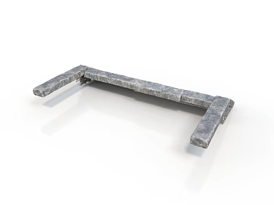 Building L Shaped Stone Structure With Textured Masonry Architectural Design Components 3d model