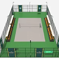 Outdoor Tennis Court Fitness Training Facility With Green Surface Seating Fencing And Lighting 3d model