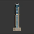Modern Urban High Rise Building Design Featuring Glass Curtain Walls And Top Structure