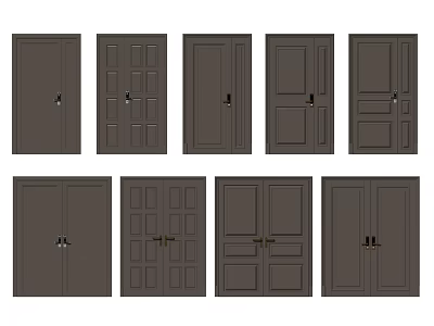 Various Zimu Door Designs Featuring Different Panel Patterns And Styles 3d model