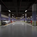 Modern Indoor Parking Lot With Multiple Parked Cars Columns And Clear Floor Markings