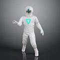 White Astronaut Spacesuit With Modern Design And Blue V Shaped Logo
