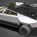 Futuristic White Off Road Car With Angular Body Design Roof Rack And Large Tires