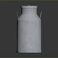 Silver Metal Milk Can With Two Handles And Smooth Surface On Dark Background