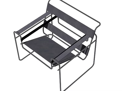 Modern Lounge Chair Design With Sleek Metal Frame And Textile Seat Structure 3d model