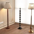 Modern Floor Lamps With Beaded Spiral Bases And Light Pleated Shades