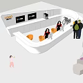 Modern Reception Desk With Company Logo Digital Screens And Seating Area